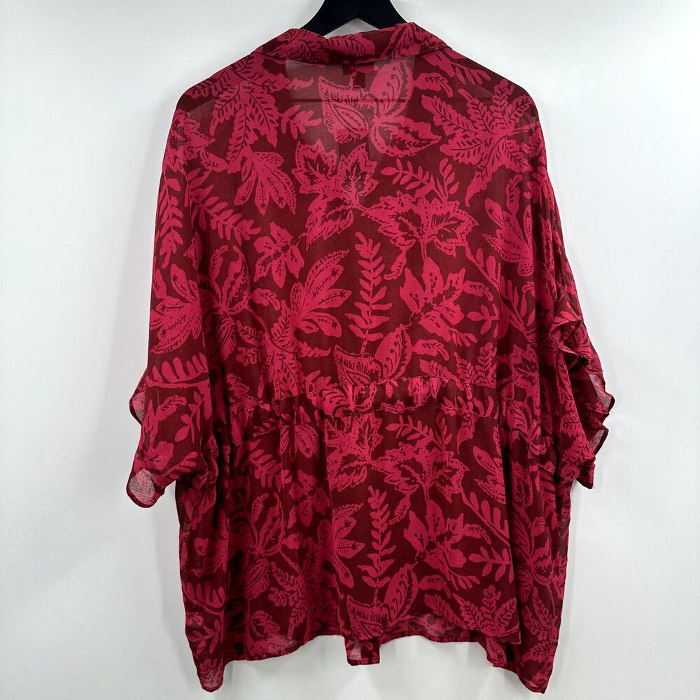 Torrid Red Pink Cap Sleeve Polo Blouse - Picture 6 of 8